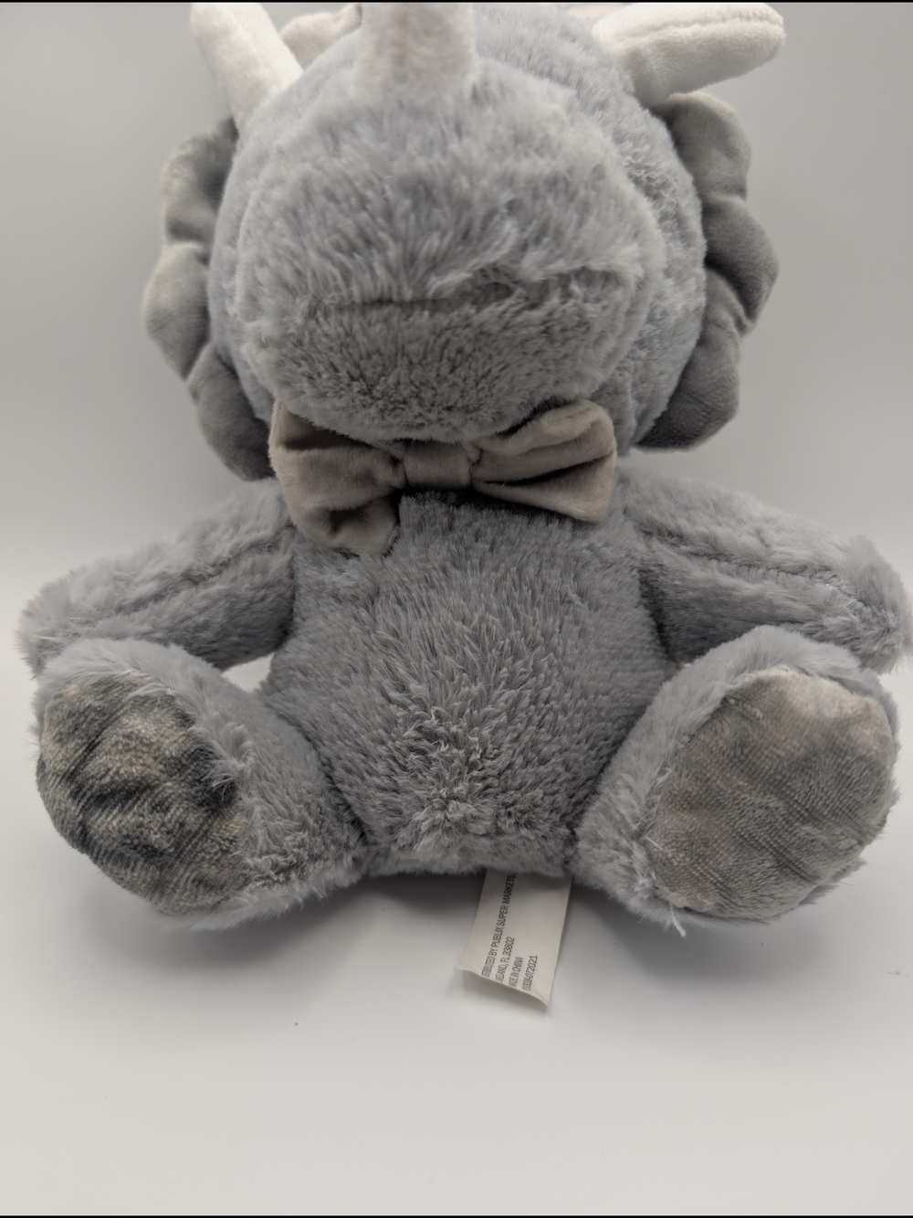 9" Plush Gray Rhinoceros Rhino With Bowtie Publix Supermarket - Picture 3 of 9